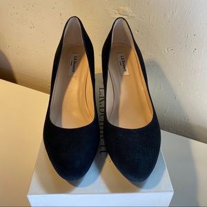 L.K.Bennett Black Suede Block Heel